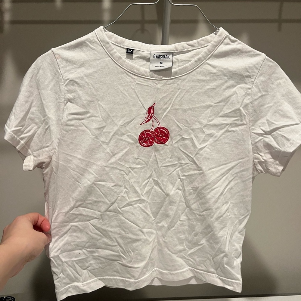 Gymshark Cherry weights graphic baby tee